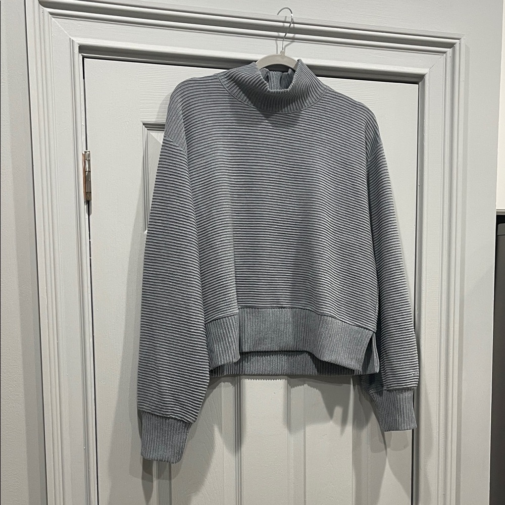 CALIA by Carrie Underwood Striped Gray Turtleneck Sweater
